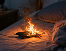 Galaxy S25 FE prende fuoco sul materasso