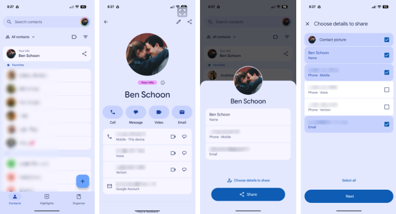 Google Contatti aggiunge la scheda personale