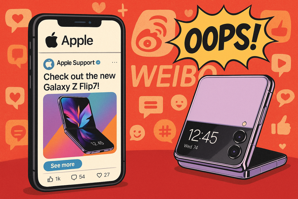 Apple promuove per errore Galaxy Z Flip 7 su Weibo: la gaffe è virale