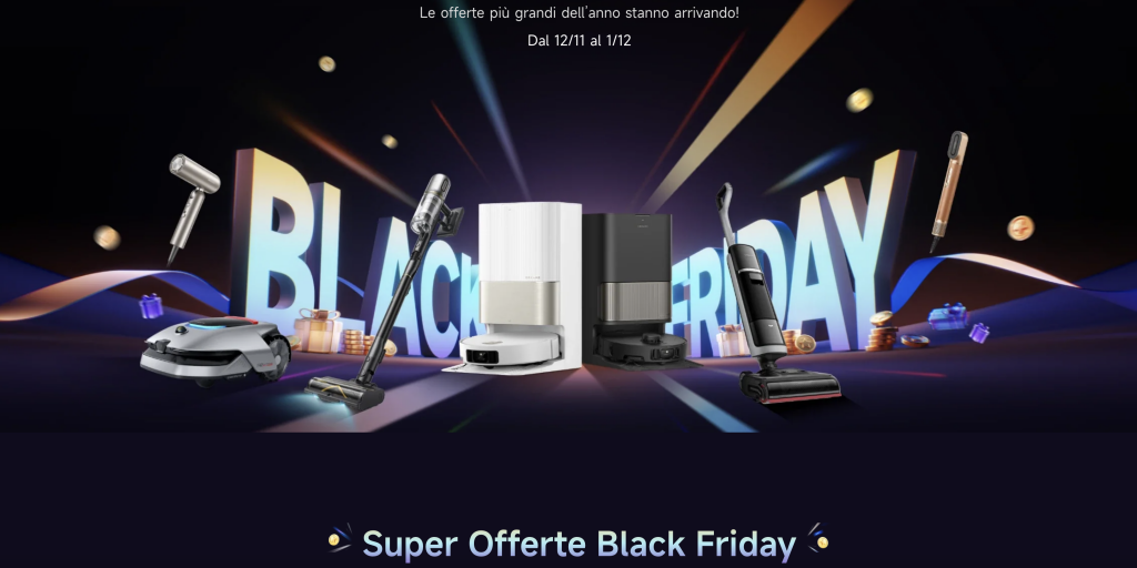 Dreame Black Friday 2025: sconti fino a 900 euro