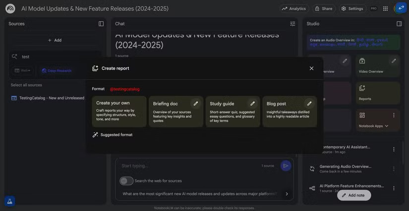 NotebookLM: la funzione Reports prossimamente più smart