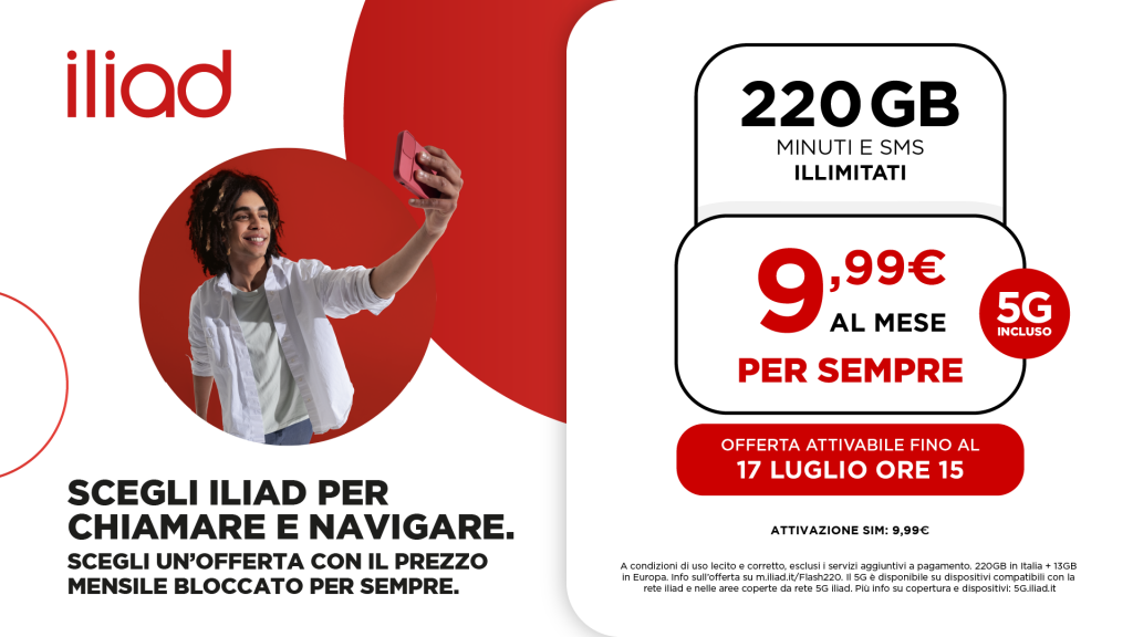 Iliad lancia FLASH 150 e FLASH 220: giga a volontà per l’estate