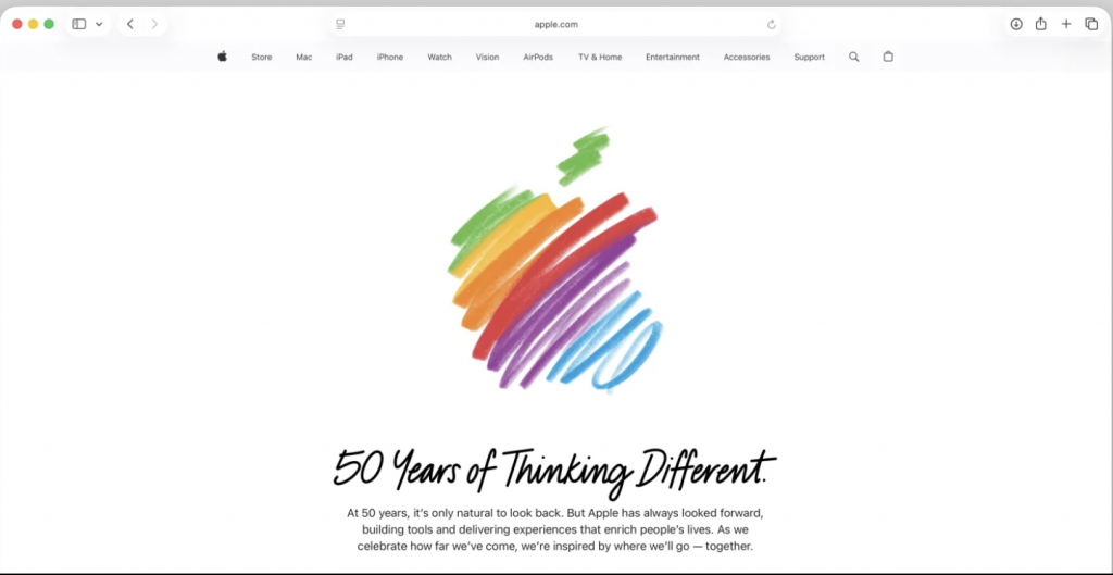 Apple celebra 50 anni con una homepage animata