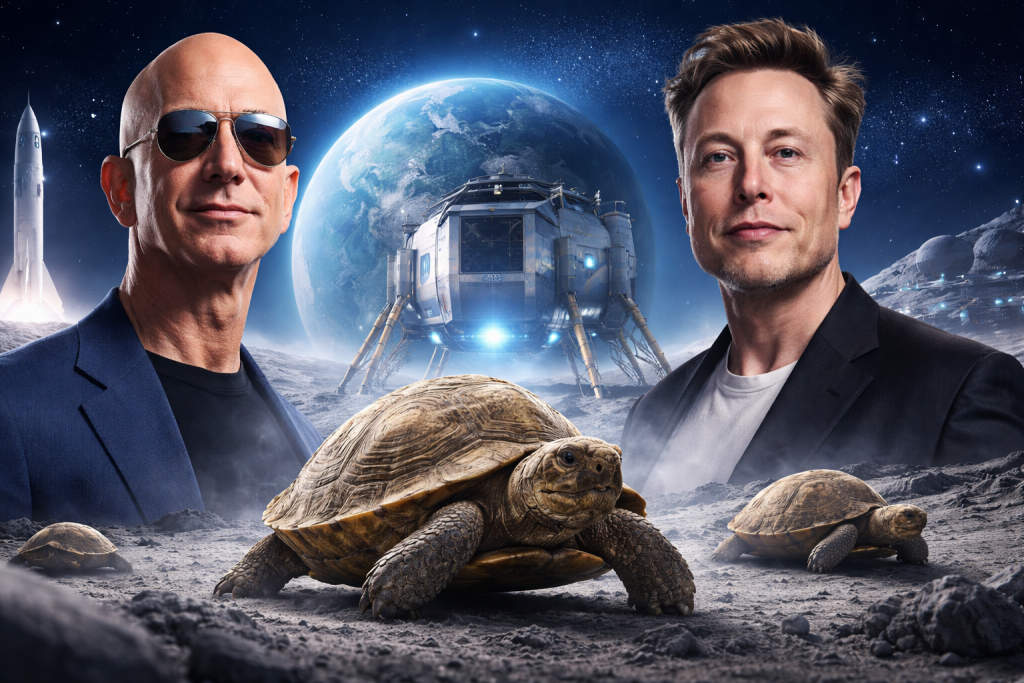 Bezos trolla Musk su X con foto di tartarughe