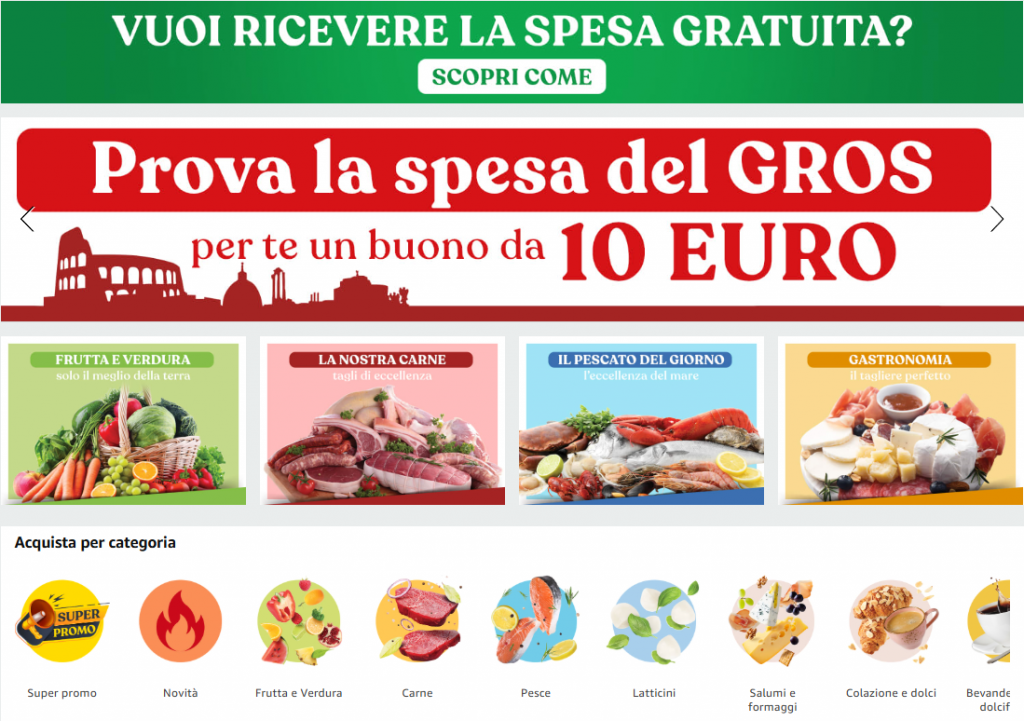 Amazon e Gros portano la spesa online a Roma