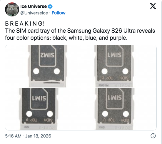 Galaxy S26 non sarà arancione come iPhone 17 Pro?