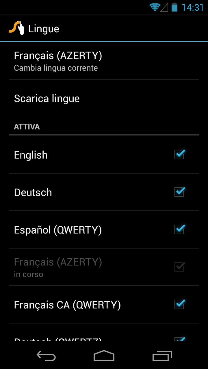 SWYPE Italian Languages