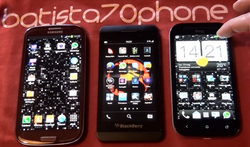 BlackBerry Z10 vs Samsung Galaxy S3 vs HTV One SV