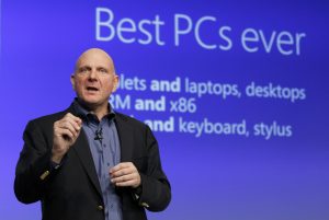 Microsoft CEO Steve Ballmer speaks at the launch of Windows 8 operating system in New York -0YSP4042.jpg-