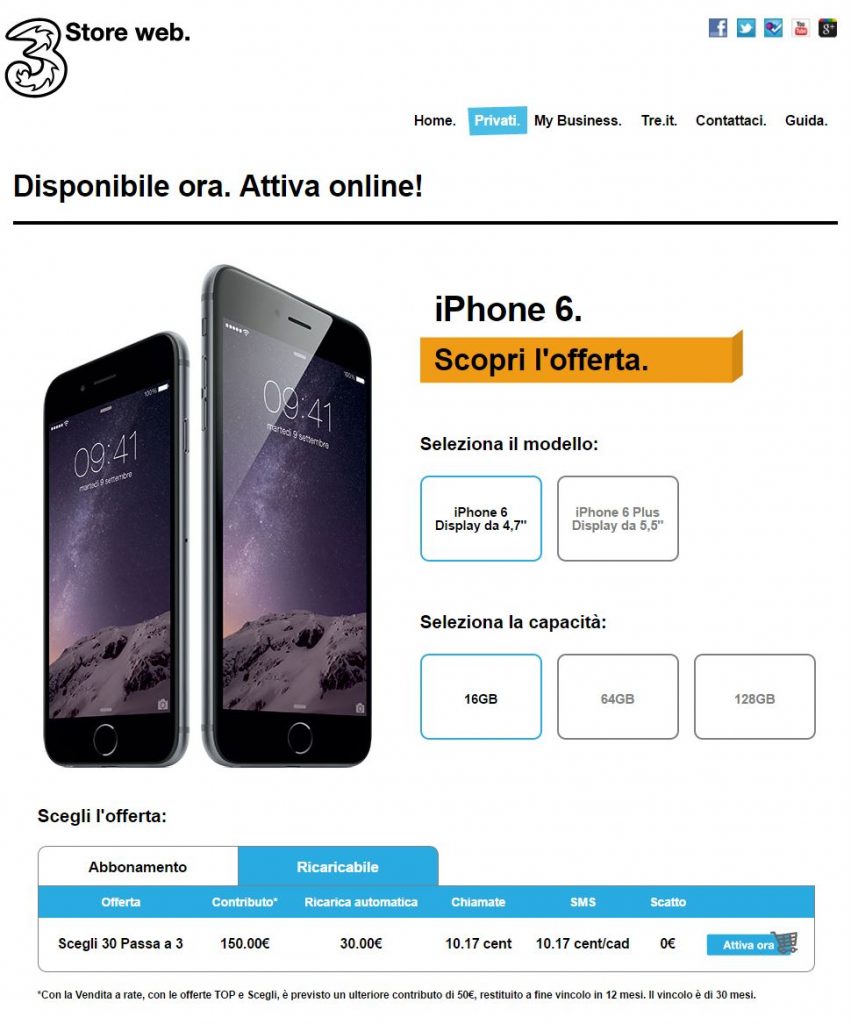iPhone 6 3store Ricaricabile