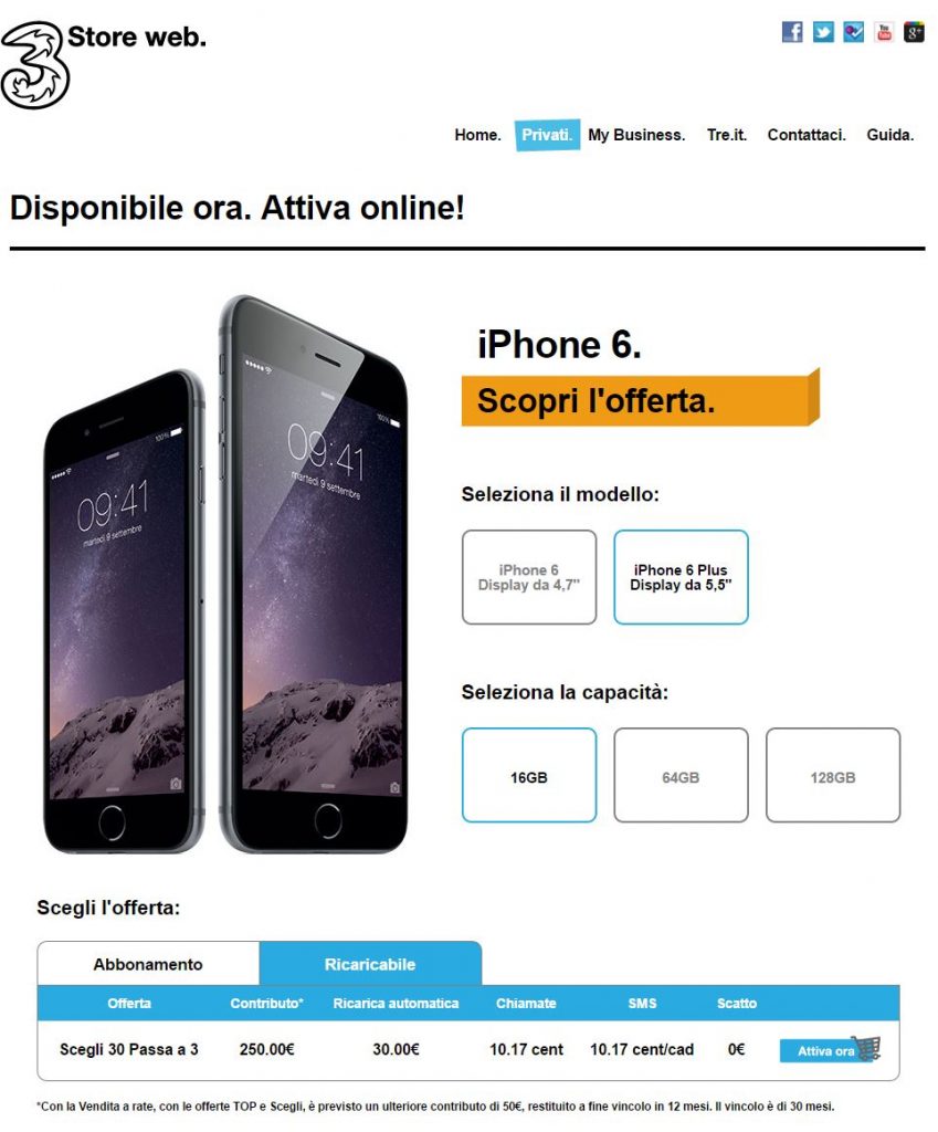 iPhone 6 Plus 3store Ricaricabile