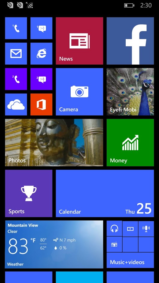 Eyefi Mobi Windows phone_home screen