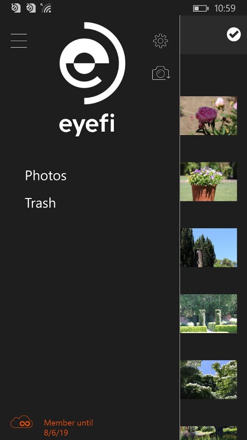 Eyefi Mobi Windows phone_menu