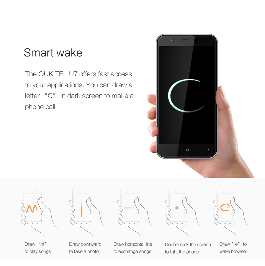 Oukitel U7 gestures