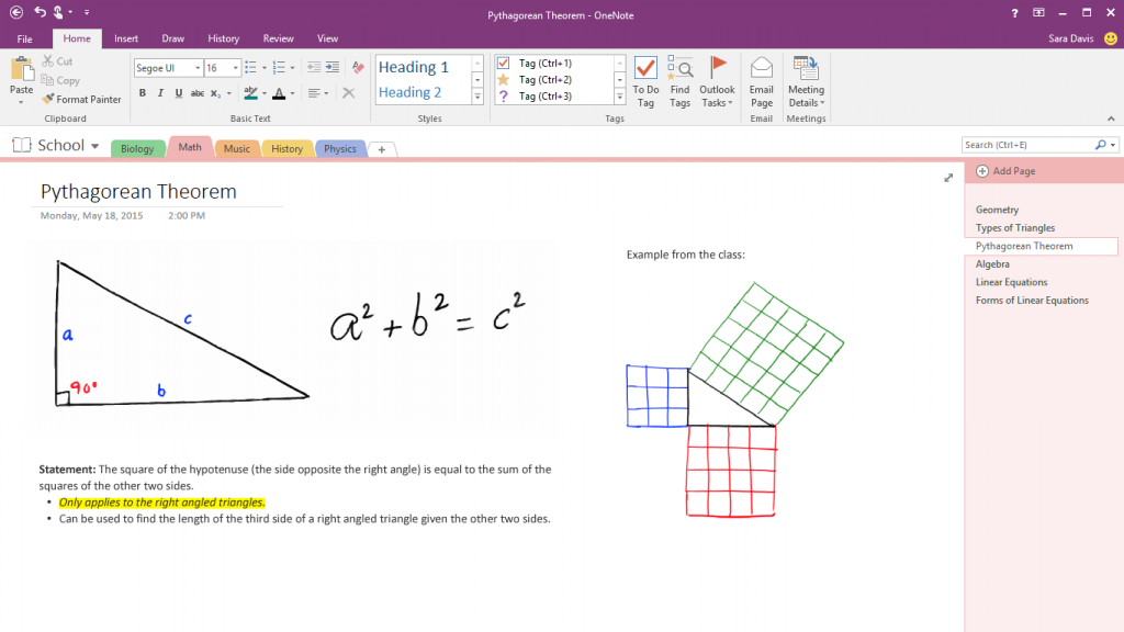 Draw and handwrite notes in OneNote 2016