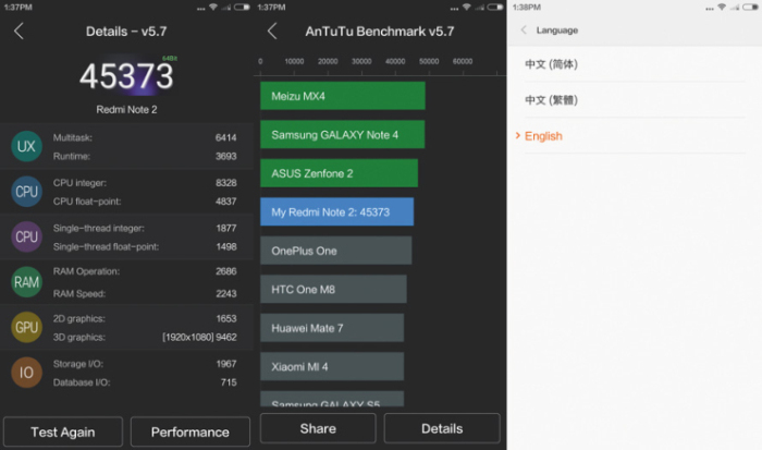 Xiaomi RedMi Note 2 AnTuTu 3