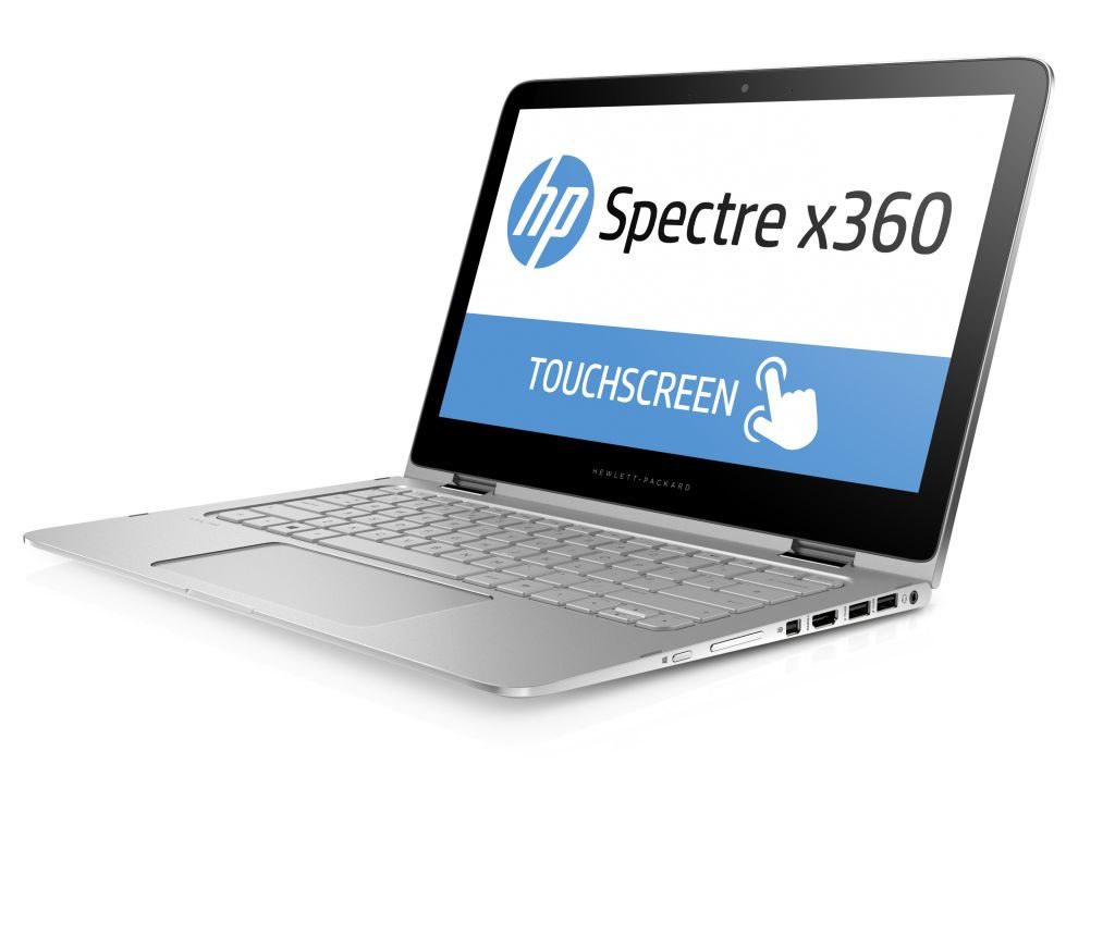 1c15 - HP Spectre x360 Convertible PC (13.3", Natural Silver) shown with UK Keyboard, Catalog, Left facing