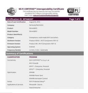 Galaxy A4_certificazione