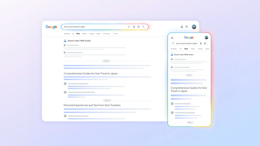 Google Search, Web Guide, AI Google, Gemini Google, Search Labs, ricerca intelligente, novità Google Search, aggiornamento Google, esperimenti AI, intelligenza artificiale Google, Google AI Overview, risultati ricerca AI, ricerca con AI, Web Guide Google, ricerca semantica, query Google AI, search generativa, Google Search novità 2025, nuove funzioni Google, Google Labs