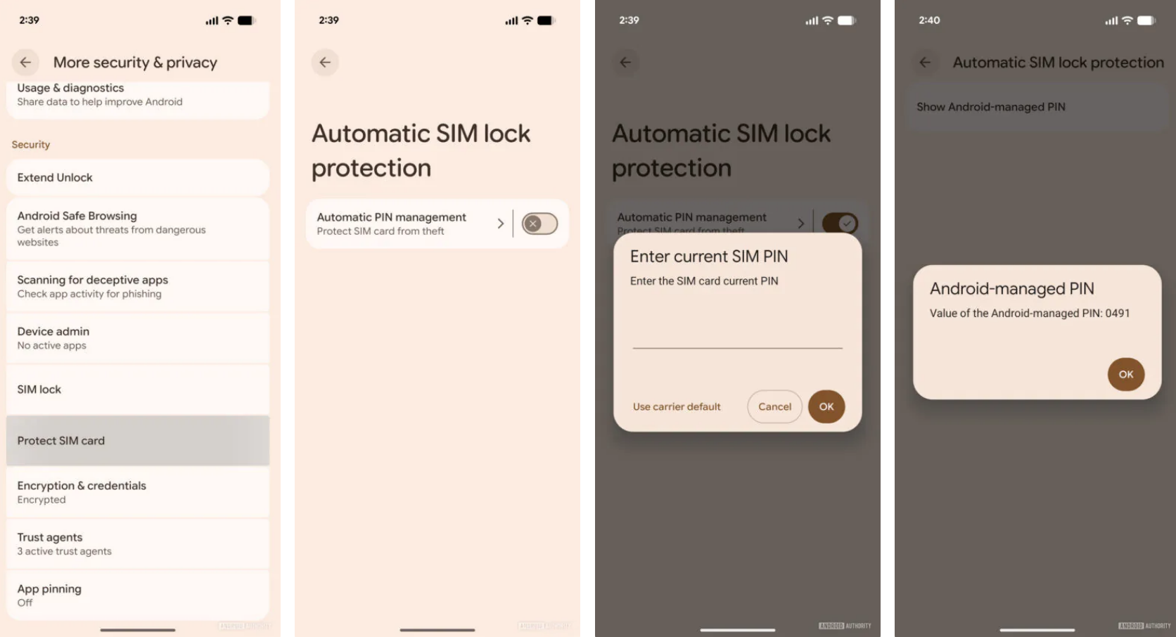 Android 17 SIM: più sicurezza senza neanche il pin