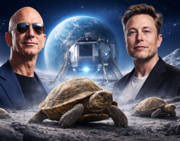 Bezos trolla Musk su X con foto di tartarughe
