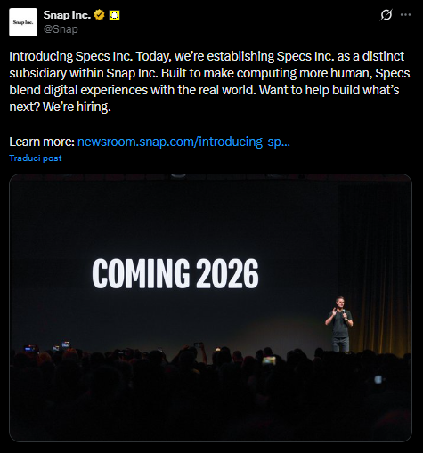 Snapchat contro Meta: ritorno negli smart glasses