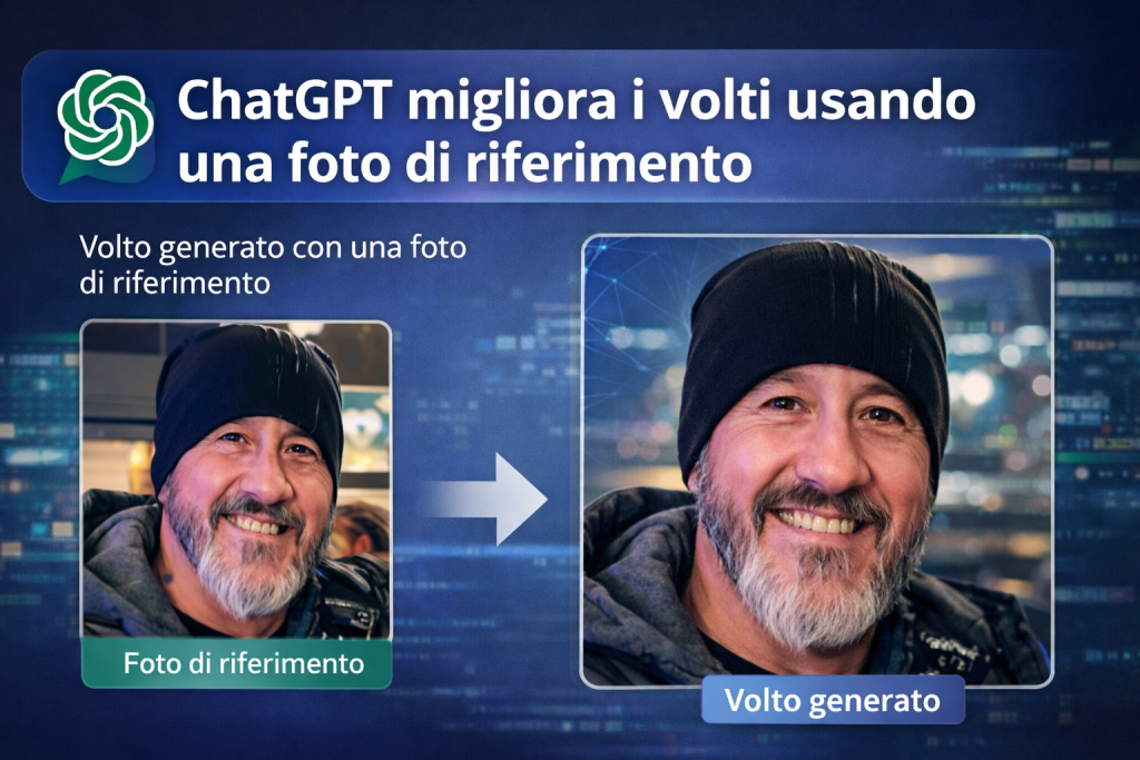 ChatGPT migliora i volti usando una foto di riferimento