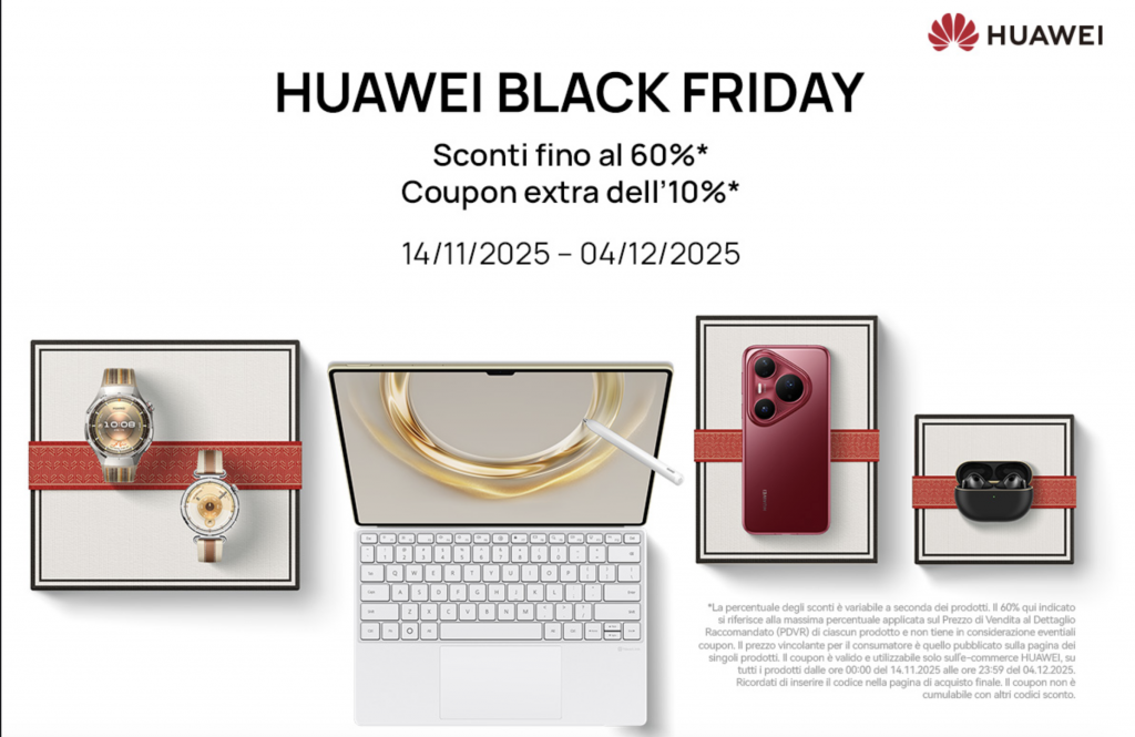 Huawei Black Friday 2025: sconti fino al 60%