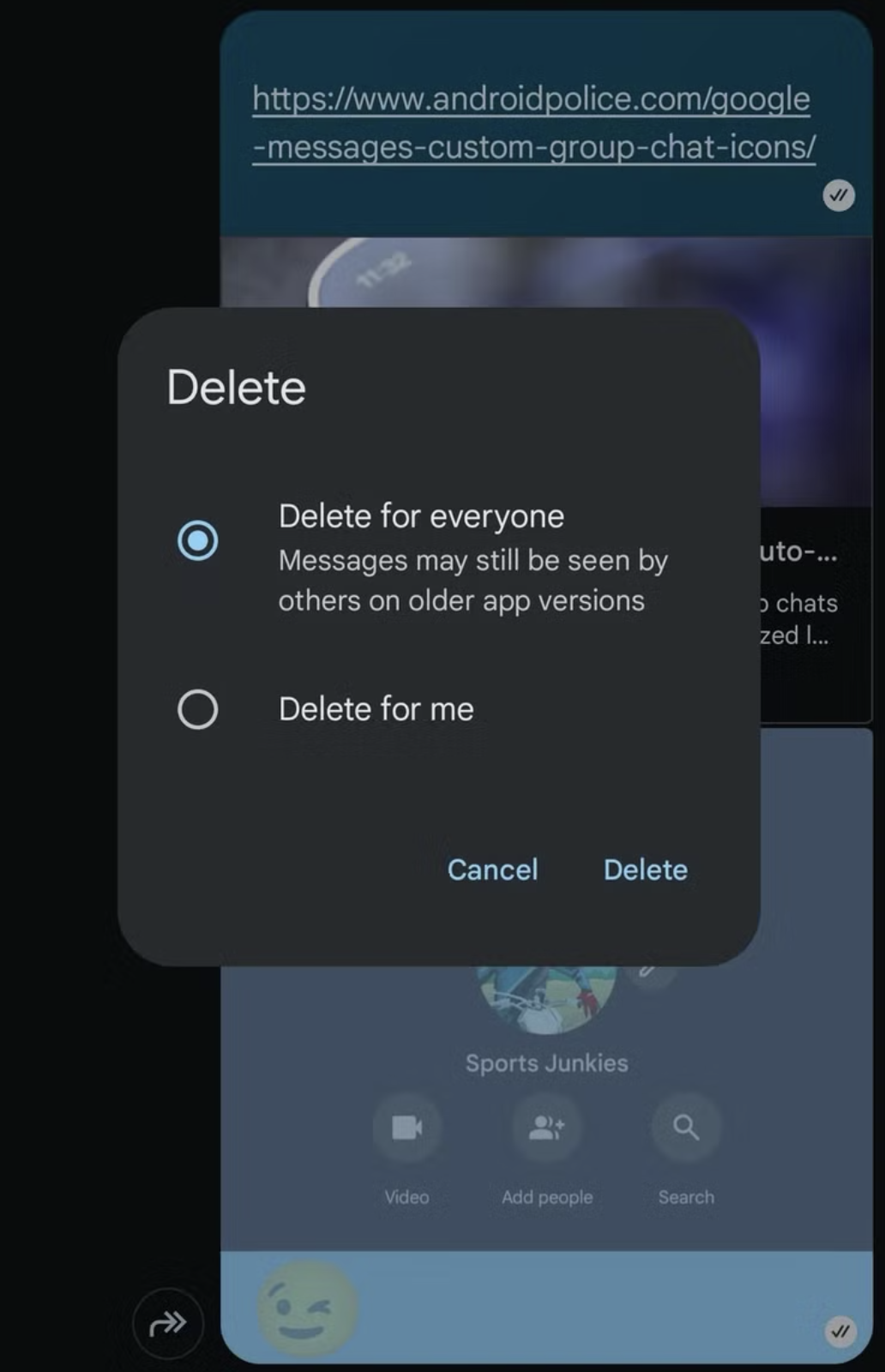 Google Messages testa “Delete for Everyone”