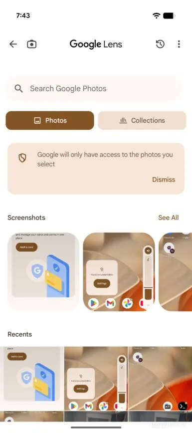 Google Lens seleziona foto in automatico