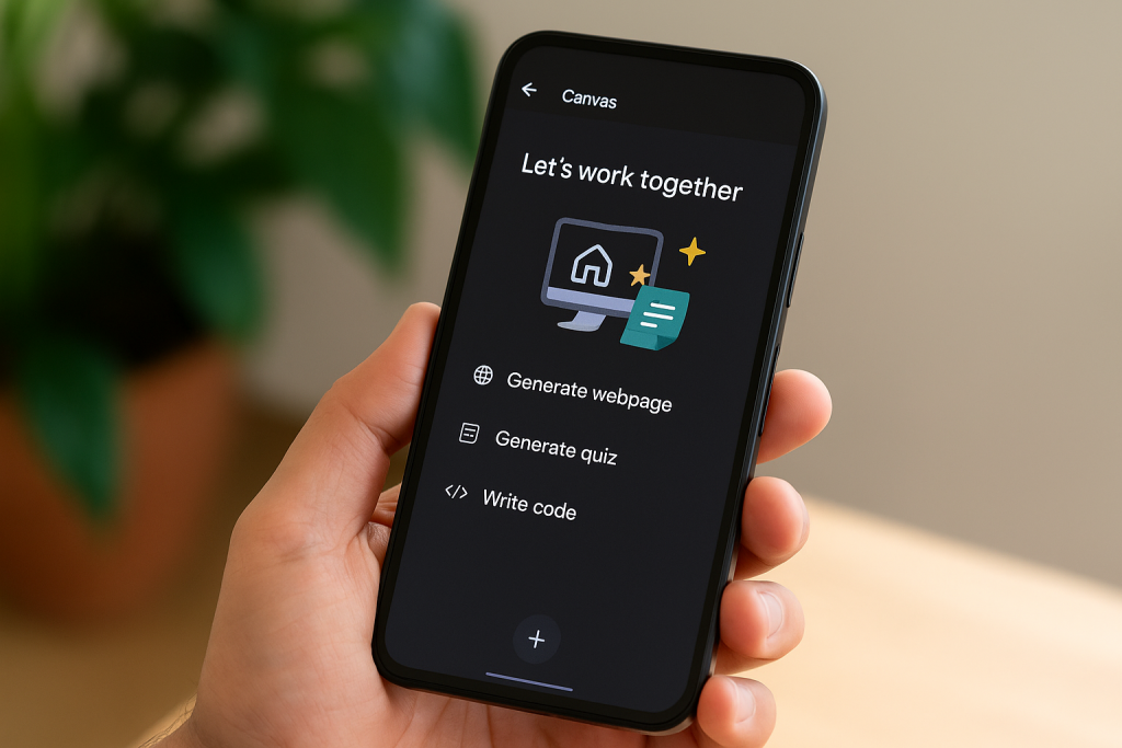 Google Gemini porta la funzione Canvas interattiva anche su Android