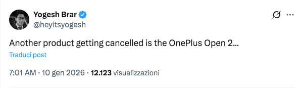 OnePlus Open 2 potrebbe essere cancellato?