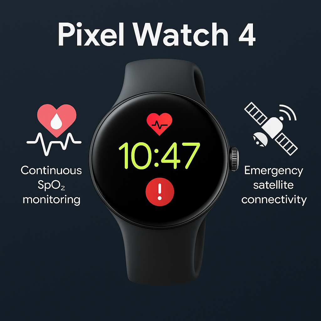 Pixel Watch 4: monitoraggio SpO2 continuo e SOS satellitare