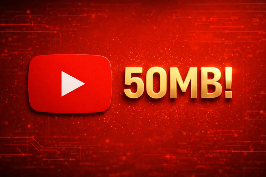 YouTube miniature 50 MB: limite alzato