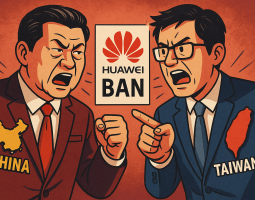 Tensione tra Cina e Taiwan dopo il ban su Huawei