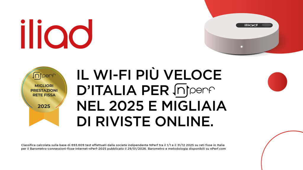 Wi-Fi iliad premiato da nPerf come il più veloce d'Italia