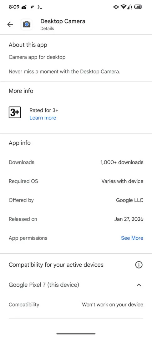 Desktop Camera App: prima anteprima dell'app di Google