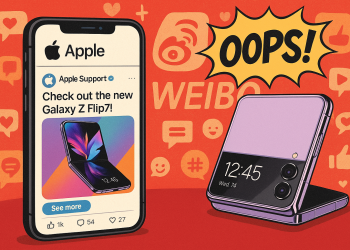 Apple promuove per errore Galaxy Z Flip 7 su Weibo: la gaffe è virale