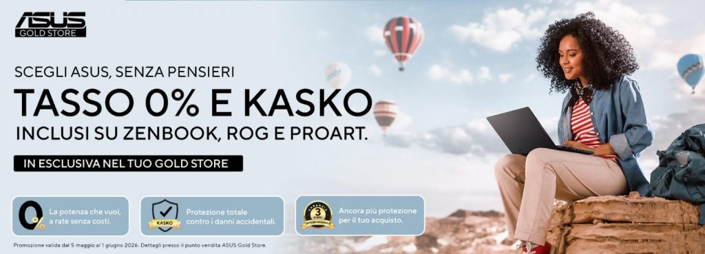 ASUS Gold Store: promo Tasso Zero e Kasko