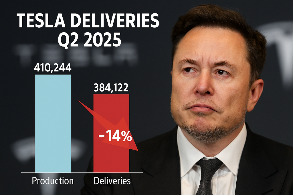 Tesla in difficoltà, consegne in calo nel secondo trimestre 2025
