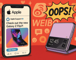Apple promuove per errore Galaxy Z Flip 7 su Weibo: la gaffe è virale