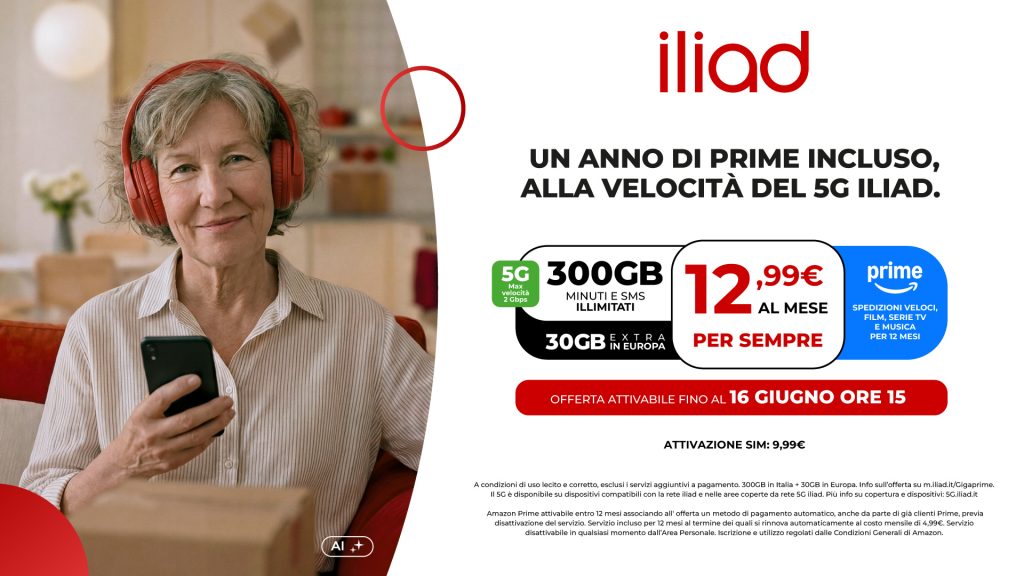 iliad GIGA PRIME: 300GB e Amazon Prime incluso