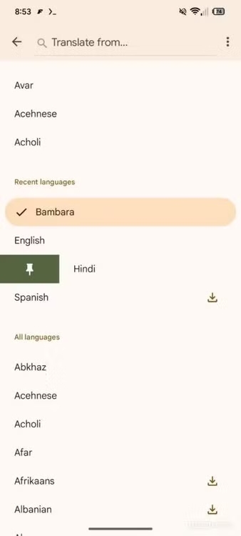 Google Translate su Android fissa le lingue preferite