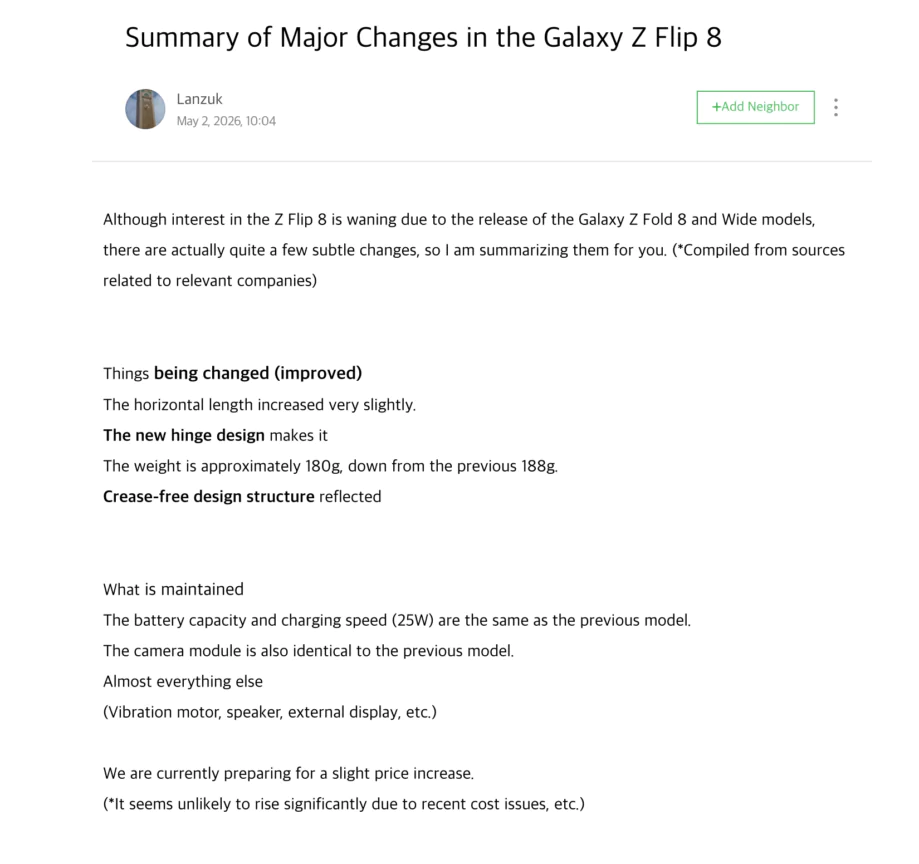 Galaxy Z Flip 8 trapela, ma il leak convince poco