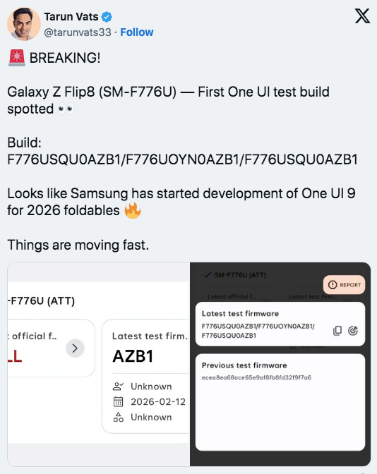 One UI 9: prime test build su Galaxy Fold 8