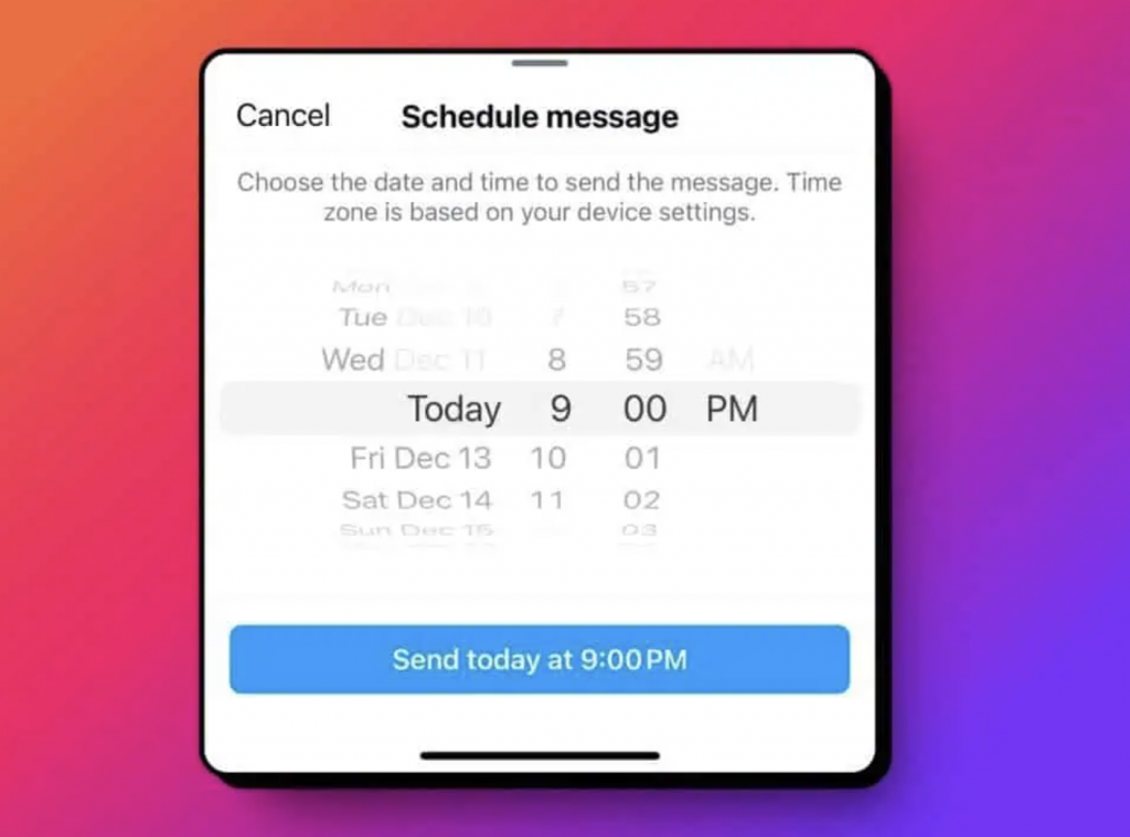 Instagram introduce pianificazione dei messaggi diretti