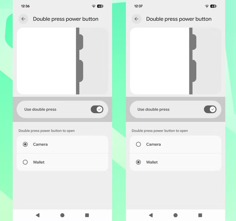 Android 16: scorciatoia portafoglio con tasto di accensione resta esclusiva dei Pixel più recenti