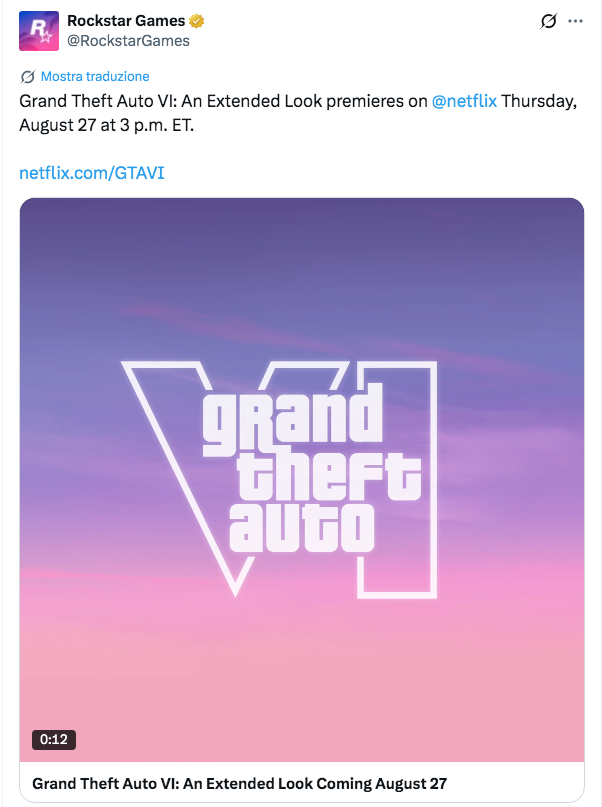 GTA 6 torna il 27 agosto con uno sguardo esteso