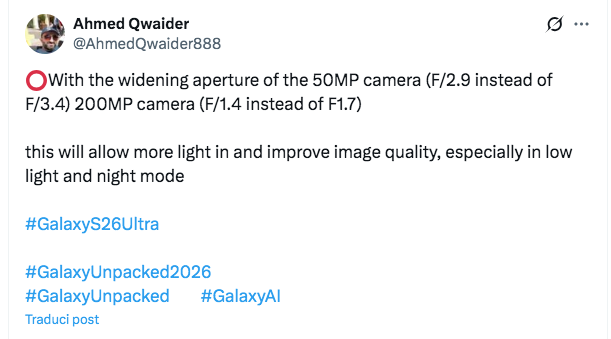 Galaxy S26 Ultra: fotocamera e tagli memoria