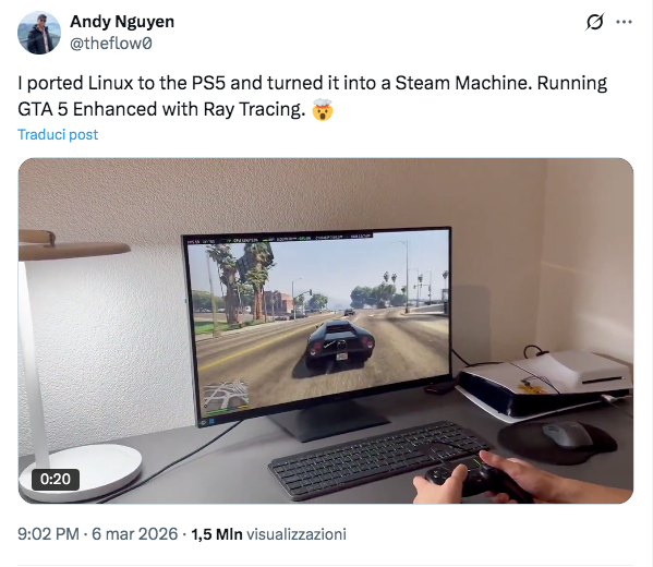PS5 Linux: GTA 5 gira con addirittura il ray tracing